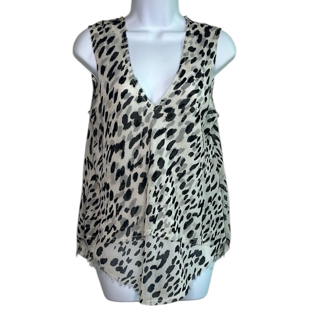 3 for $20 RACHEL ROY Leopard Print Sheer Double Layer Sleeveless Blouse VNeck S